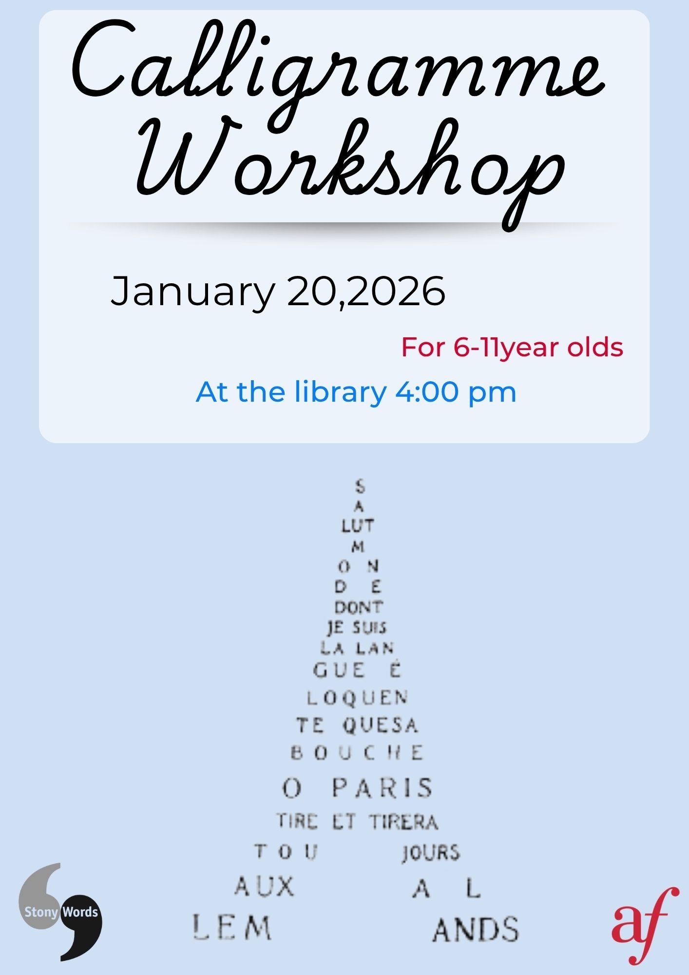 Calligramme  Workshop #1 - Stony Words 2026
