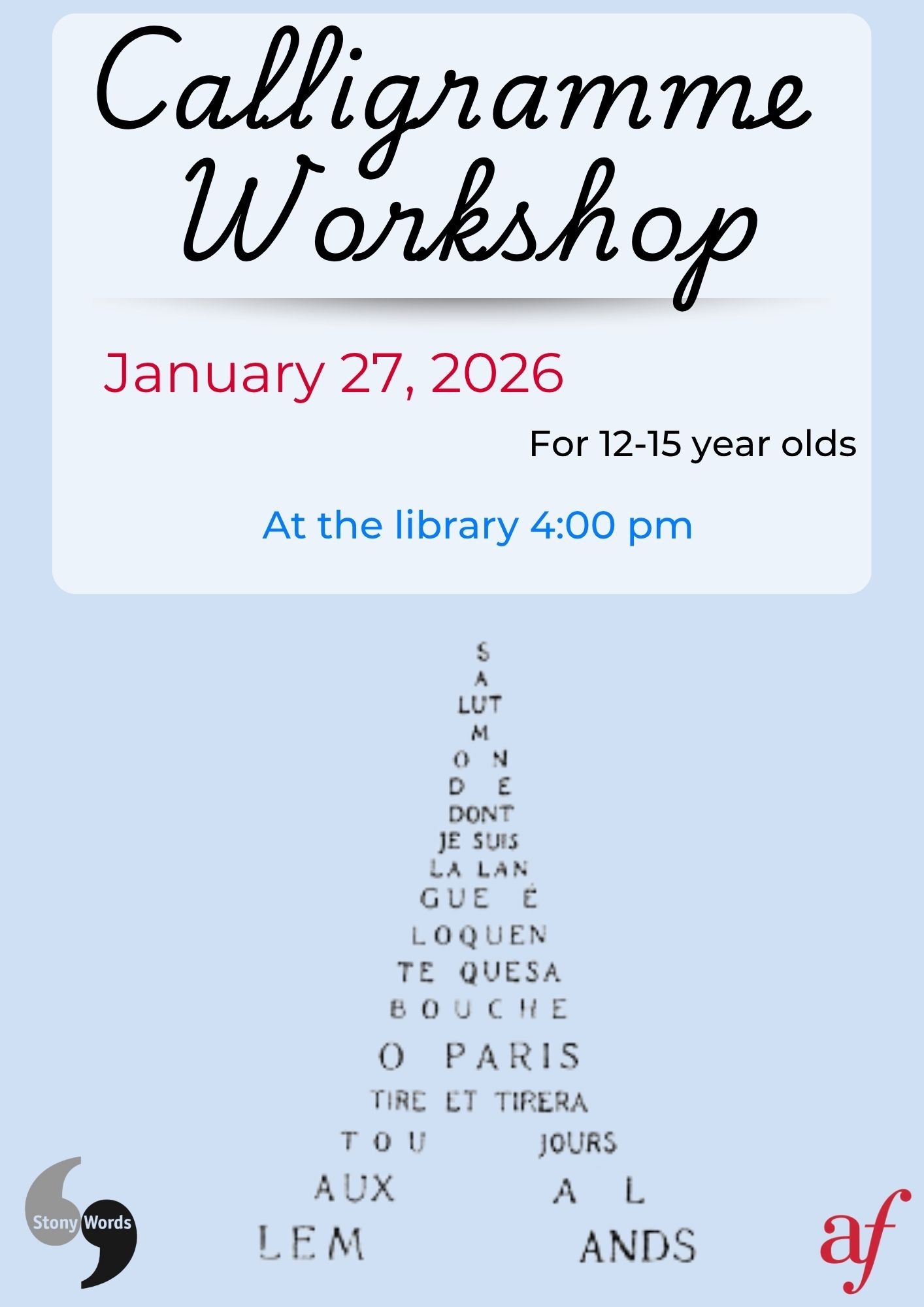 Calligramme  Workshop #2 - Stony Words 2026